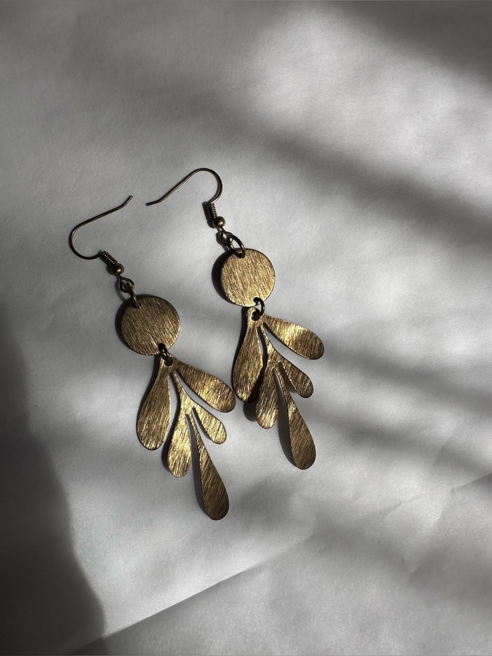 Handmade Unfinished Brass - Drop Leaf Dangle Earrings - Women Jewelry